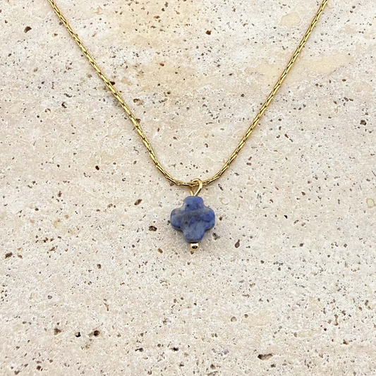 Dainty Clover Leaf Sodalite Necklace