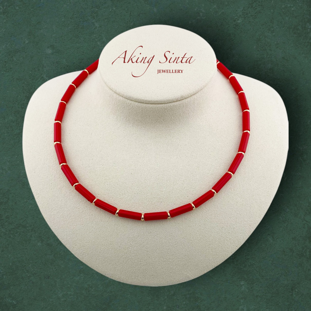 Red Jade Column Necklace