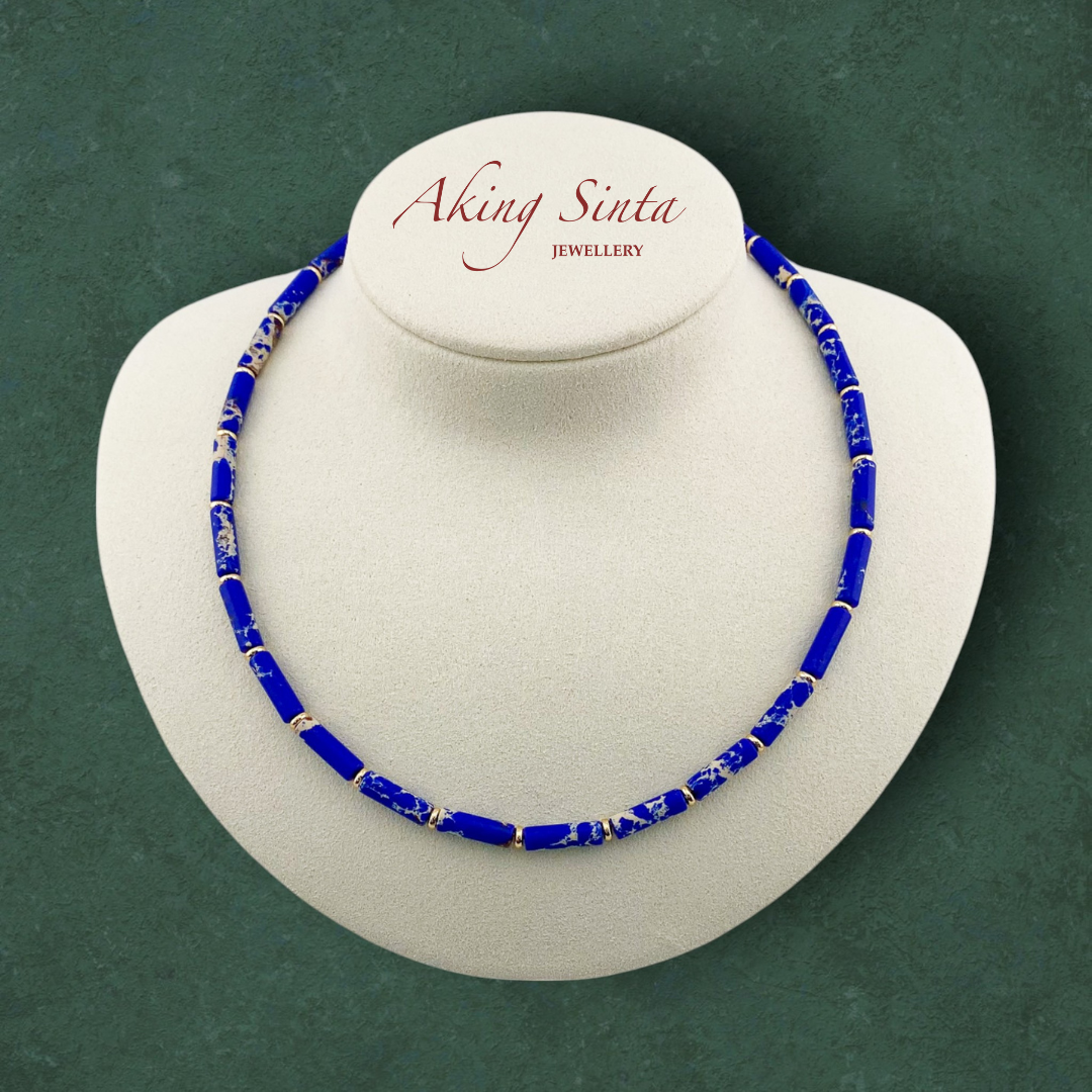 Brilliant Imperial Blue Jasper Column Necklace