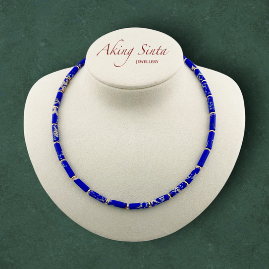 Brilliant Imperial Blue Jasper Column Necklace