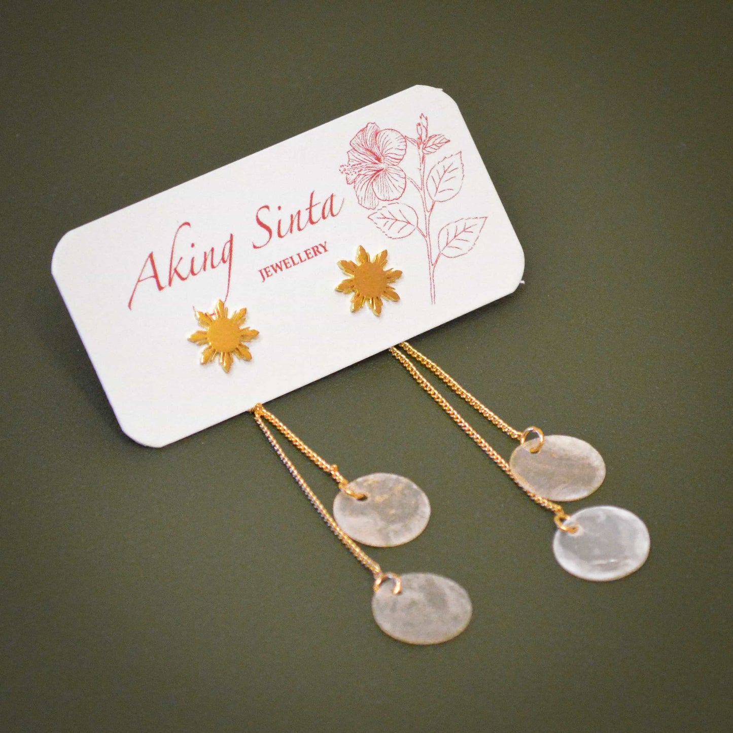 2-in-1 Capiz Shell Drop-Backed Studs