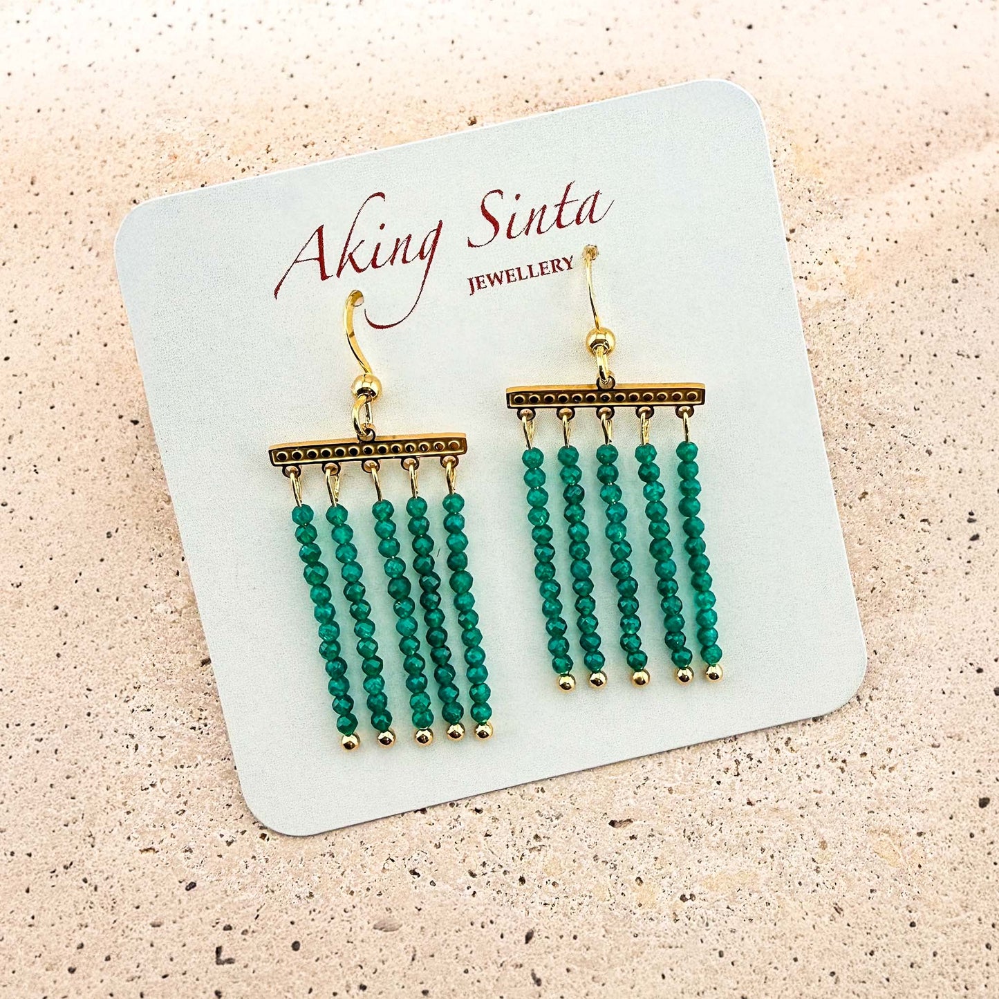 Green Jade Chandelier Hook Earrings