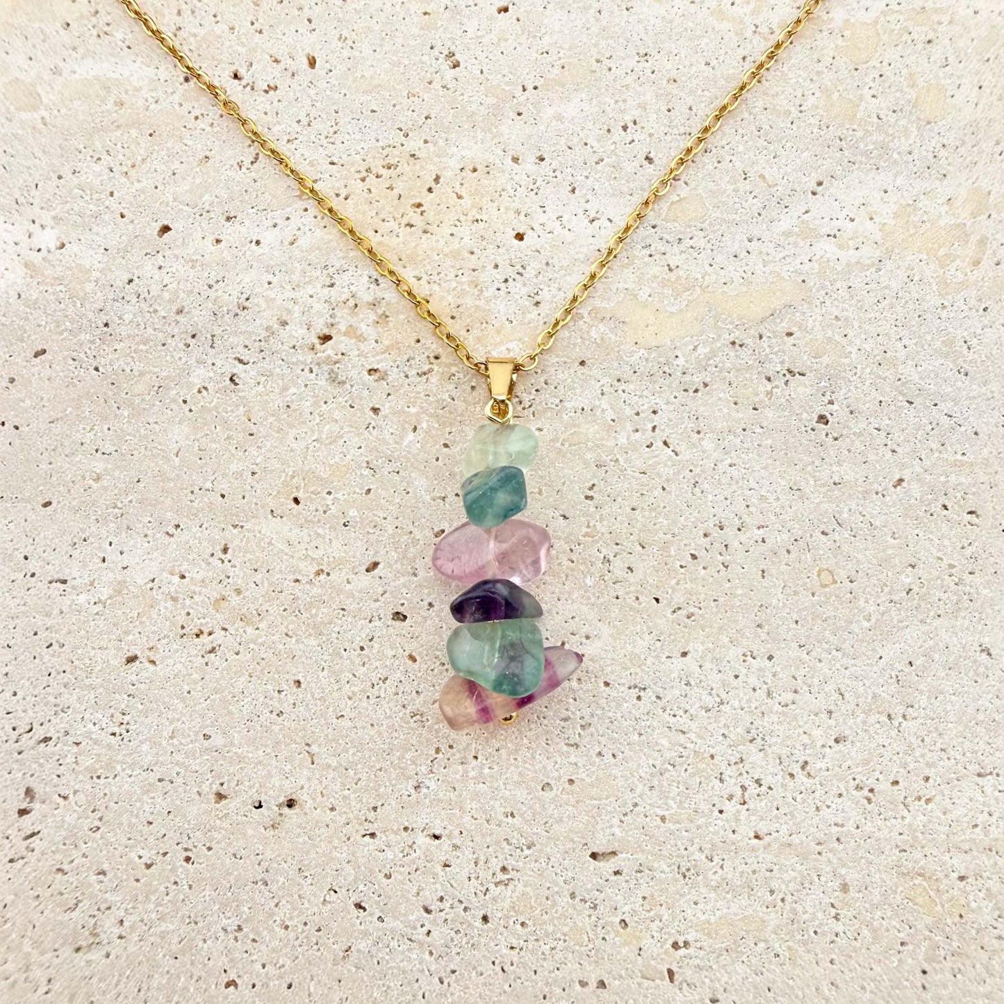 Fluorite Nugget Minimalist Chain Necklace