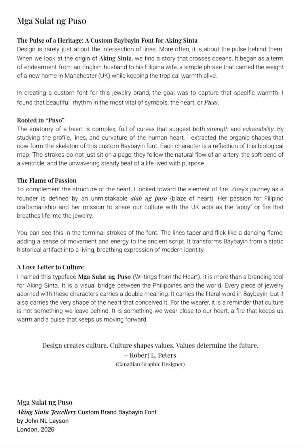 Bespoke Baybayin Engraving Add-On: Your Word in Mga Sulat ng Puso Brand Font