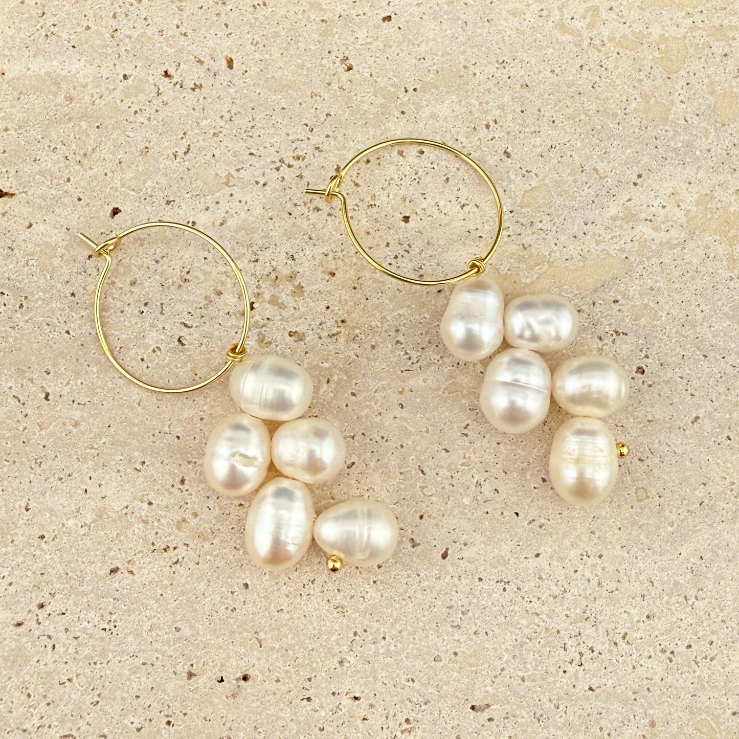 Wheat Pearl Necklace and Hoop Earring Set