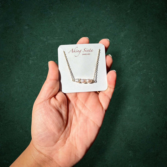 Triple Potato Pearl Necklace