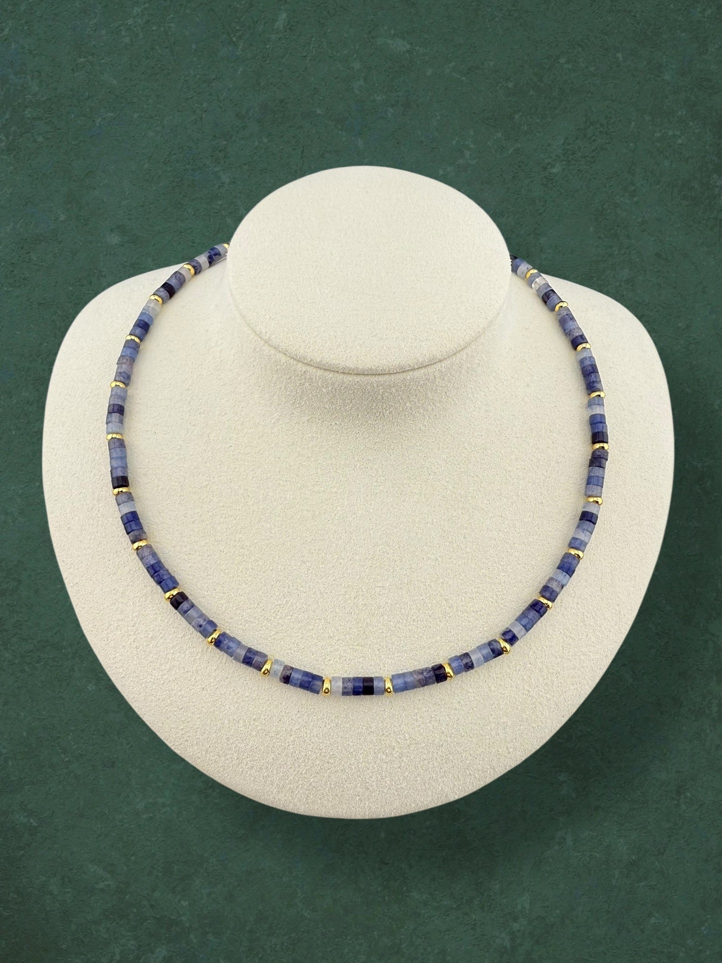 Blue Aventurine Column Bead Necklace