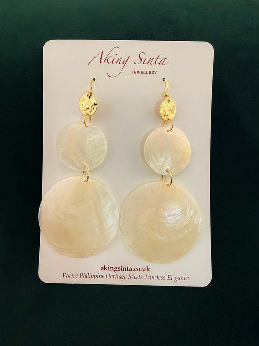 Statement Double Capiz Hook Earrings