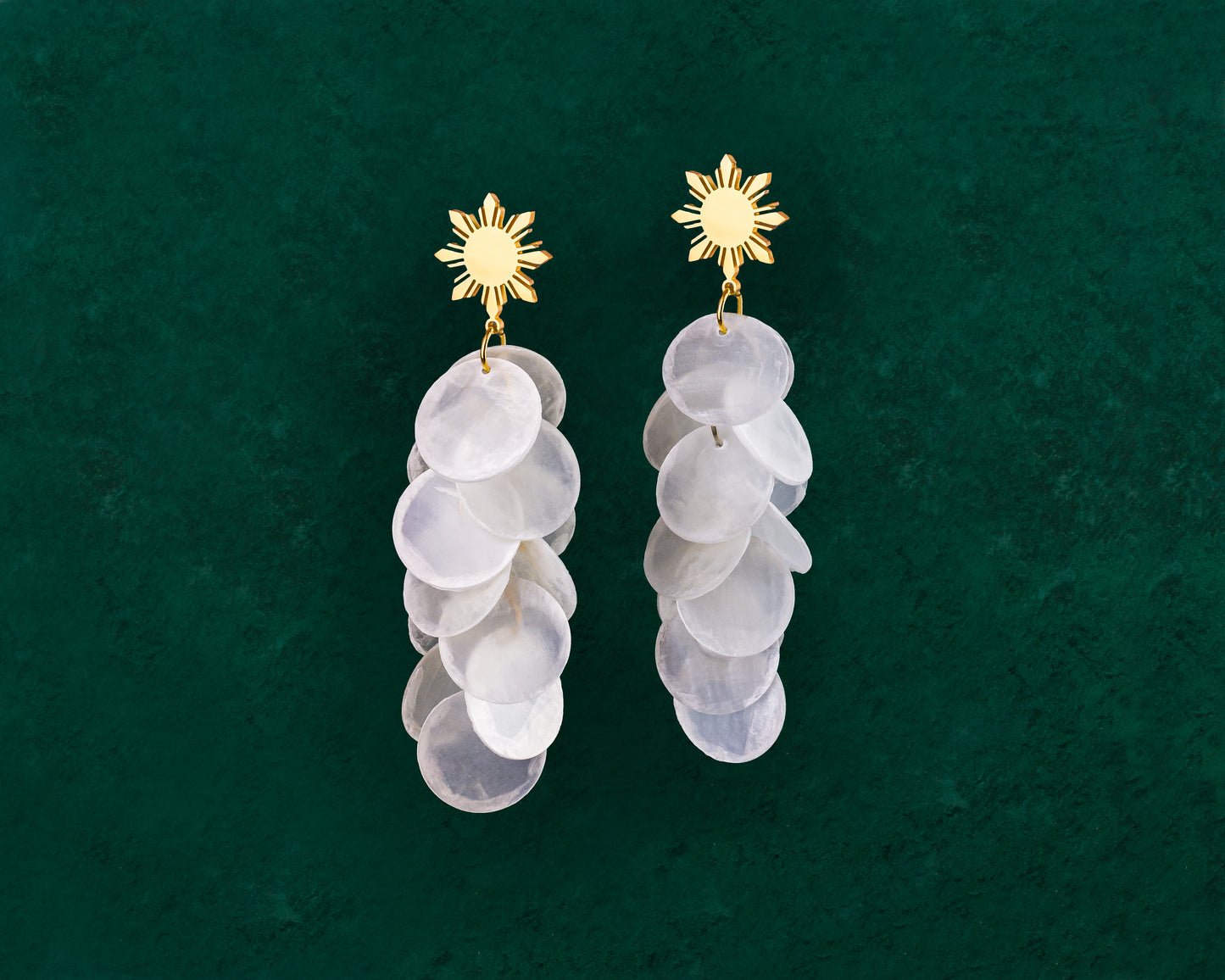 Cascading Capiz Shell Araw Stud Earrings