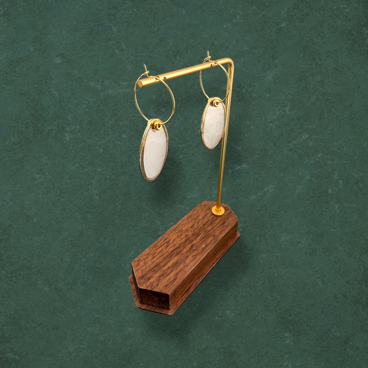 Gold Lined Capiz Shell Hoop Earrings