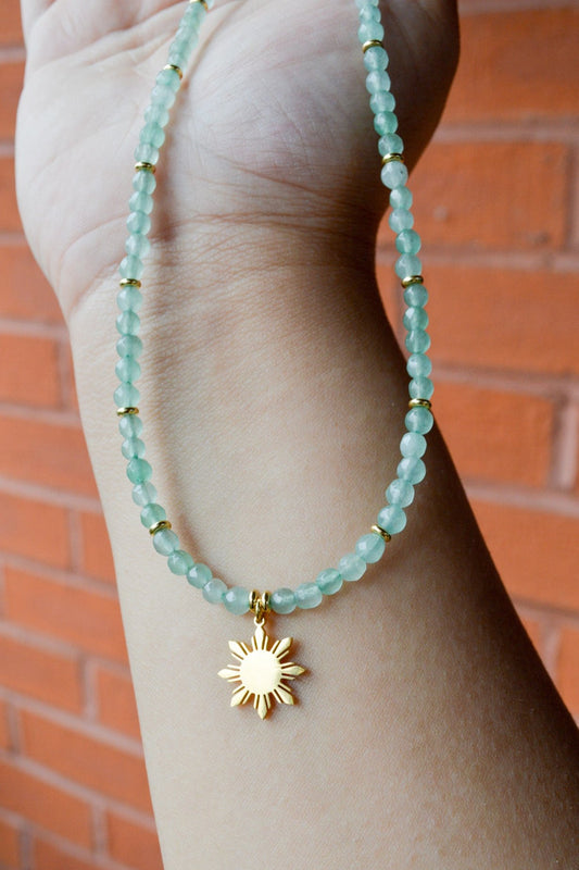 Green Aventurine Necklace with Araw Charm
