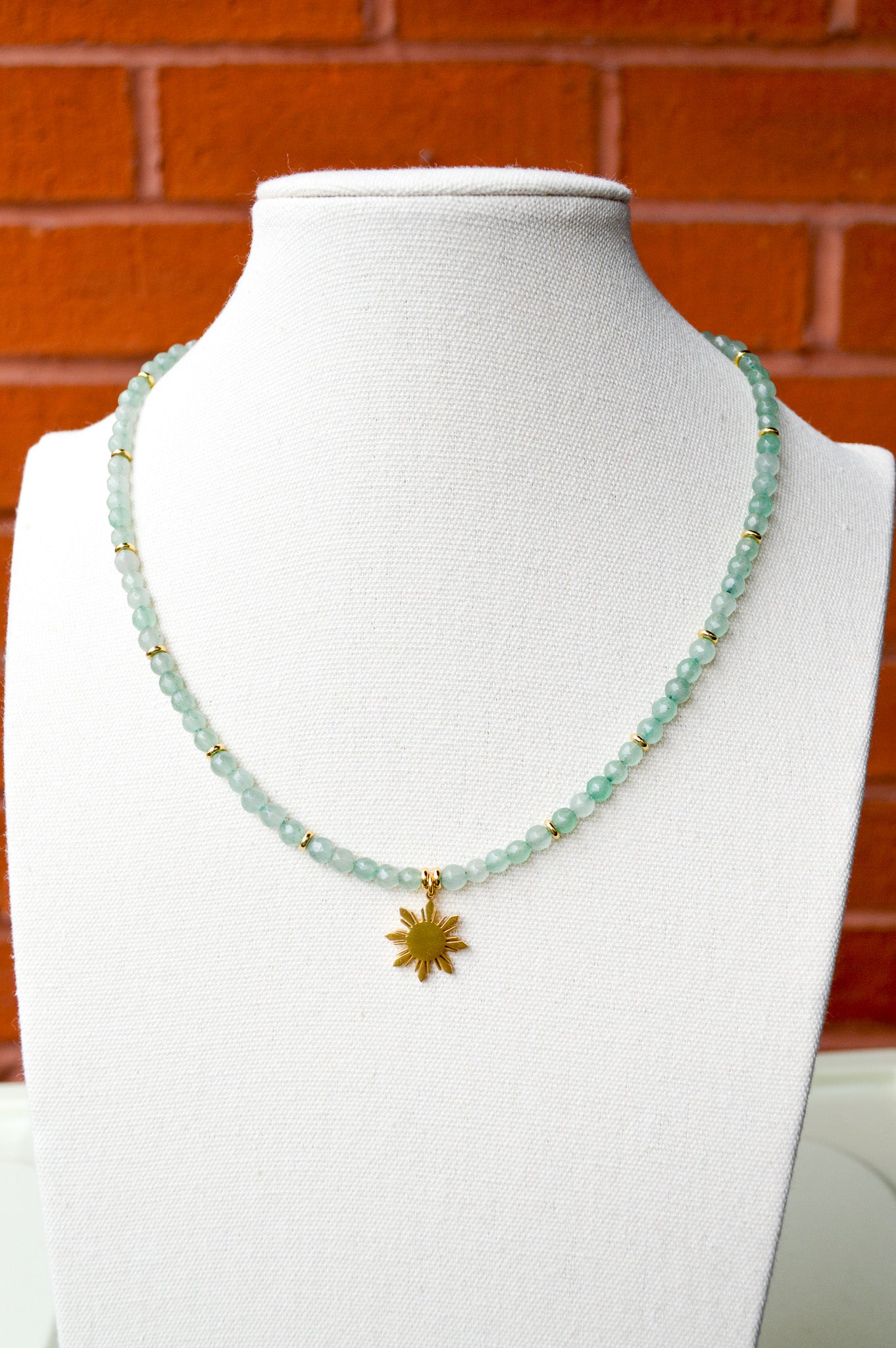 Green Aventurine Necklace with Araw Charm
