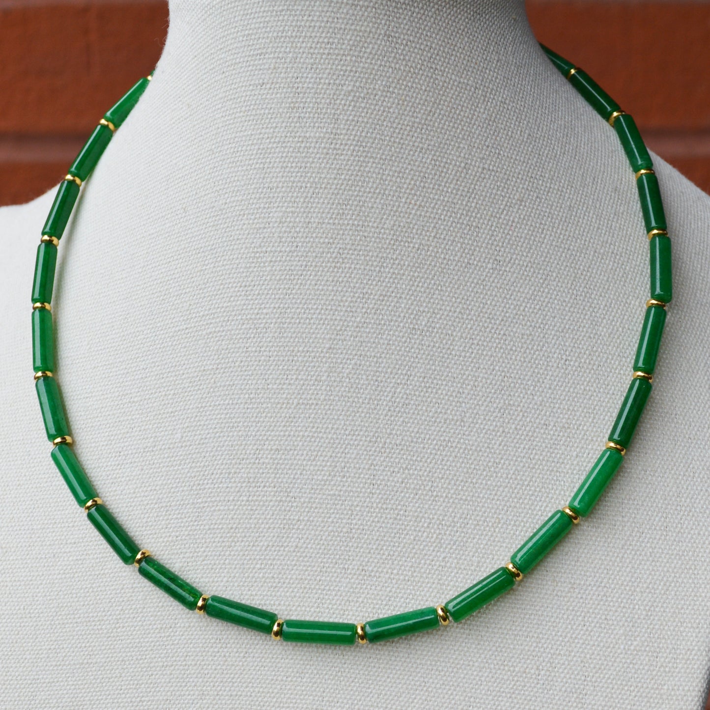 Green Jade Column Necklace