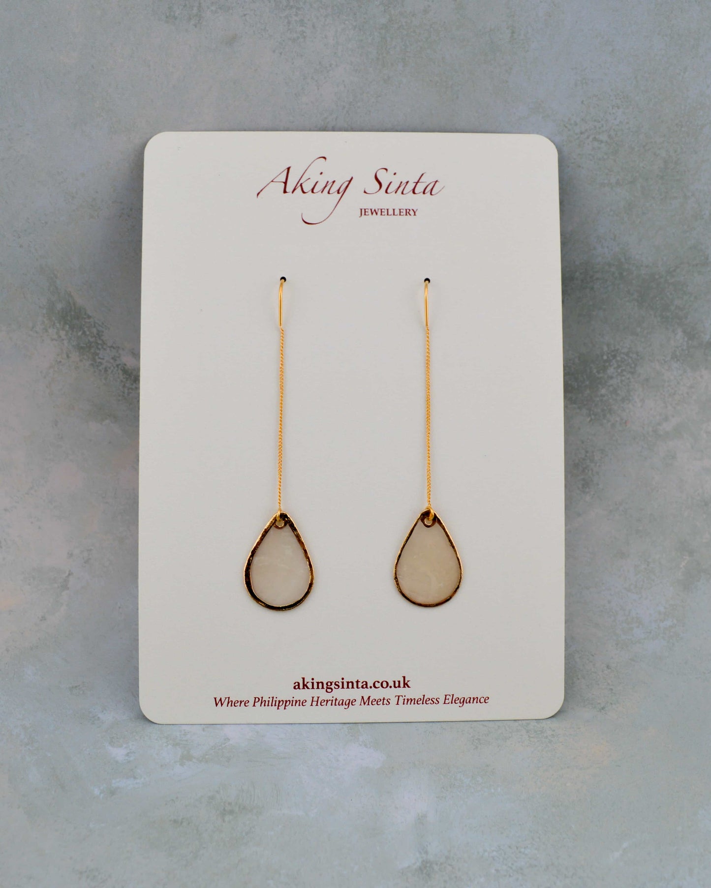 Gold Lined Capiz Shell Threader Earrings