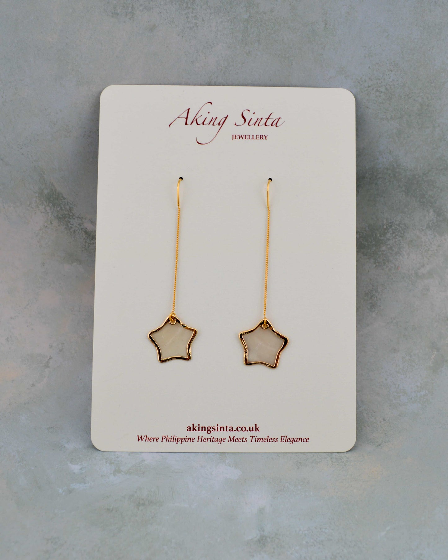 Gold Lined Capiz Shell Threader Earrings – Minimalist Coastal Filipino Jewelry