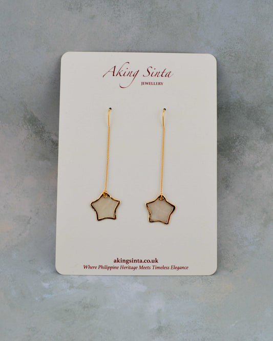 Gold Lined Capiz Shell Threader Earrings
