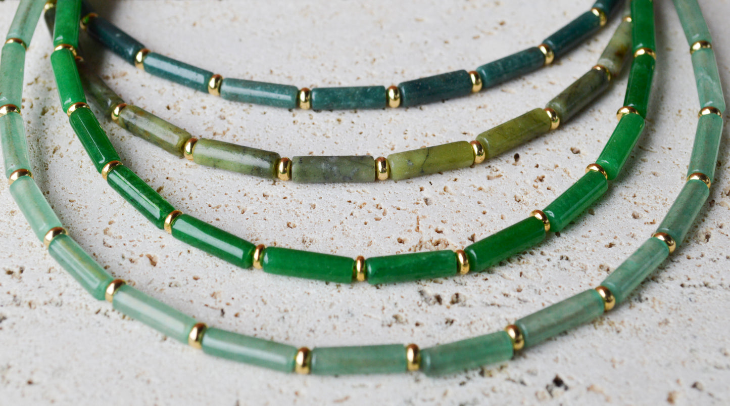 African Jade Column Necklace