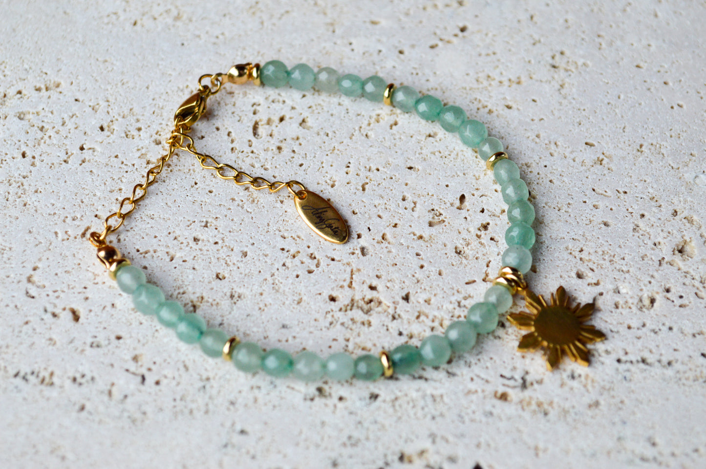 Green Aventurine Bracelet with Araw Charm