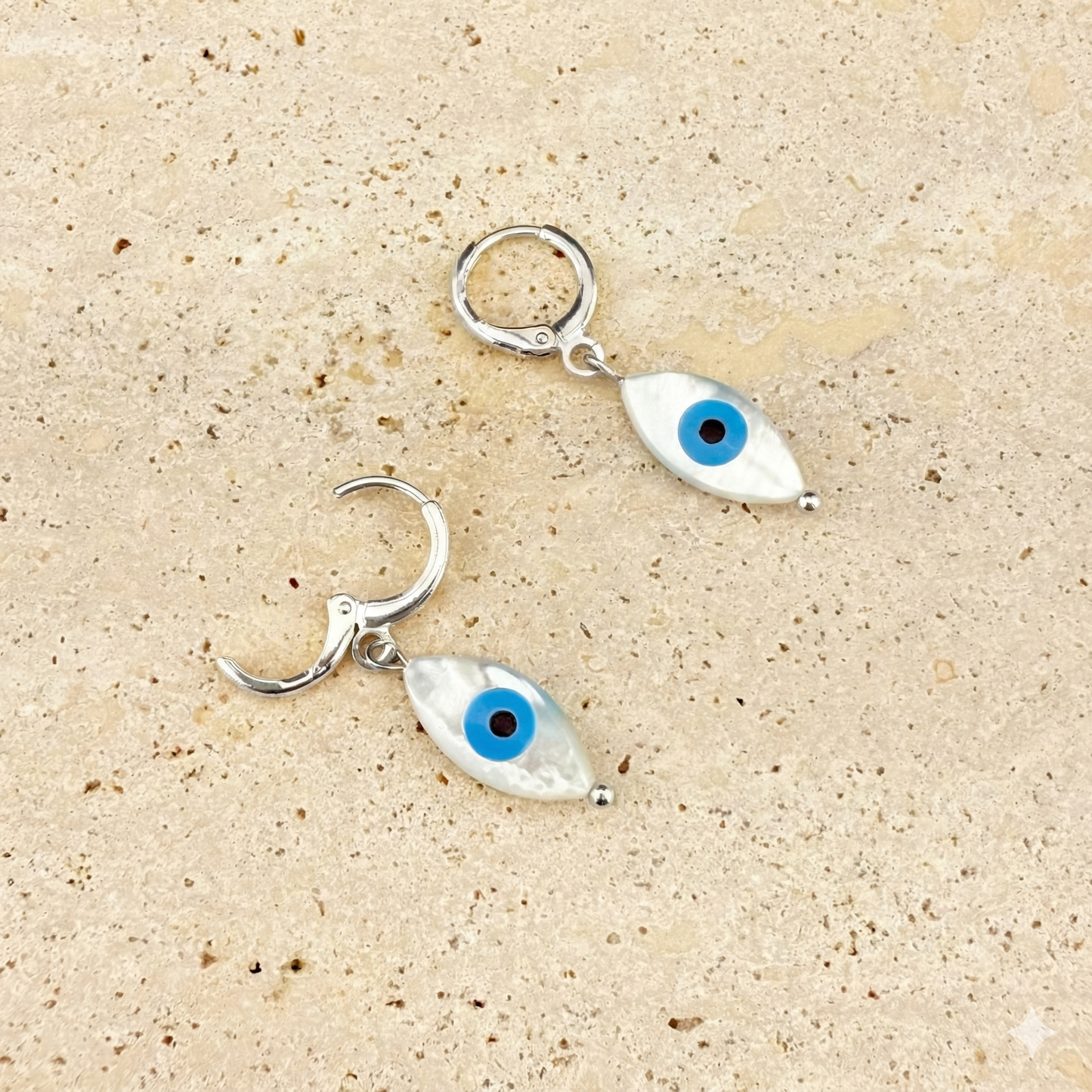 Evil Eye Mother of Pearl Huggies