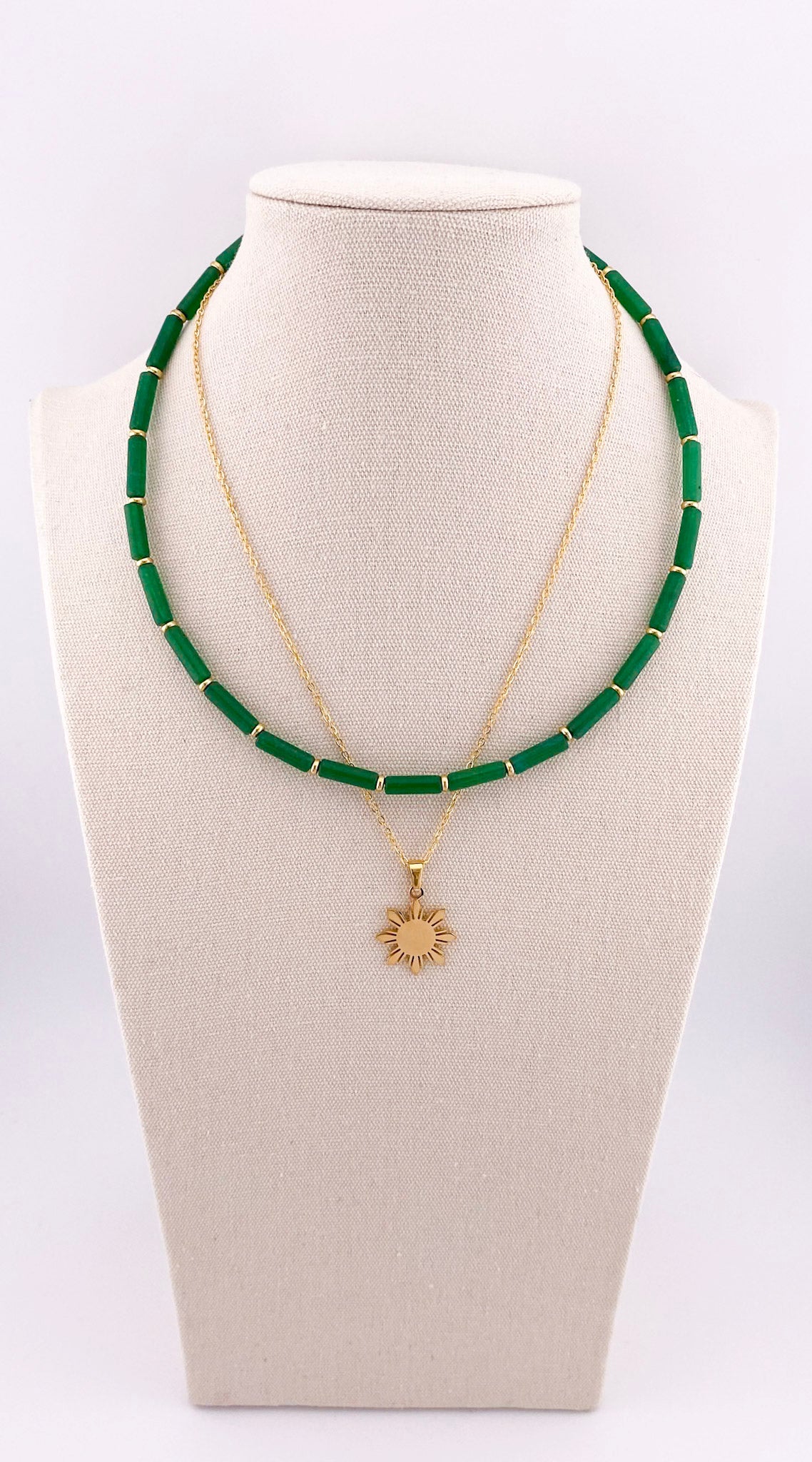 Green Jade Column Necklace