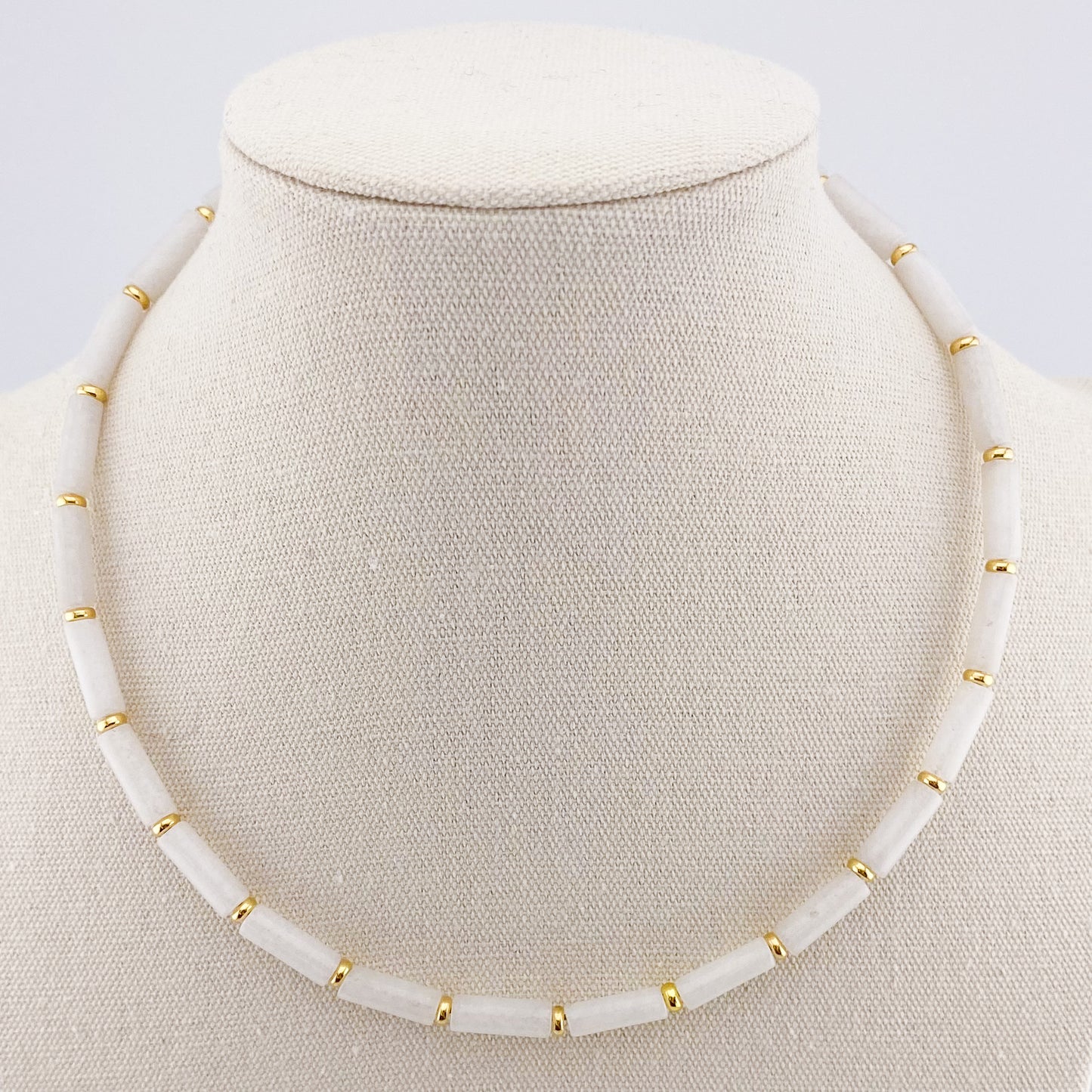 White Jade Column Necklace