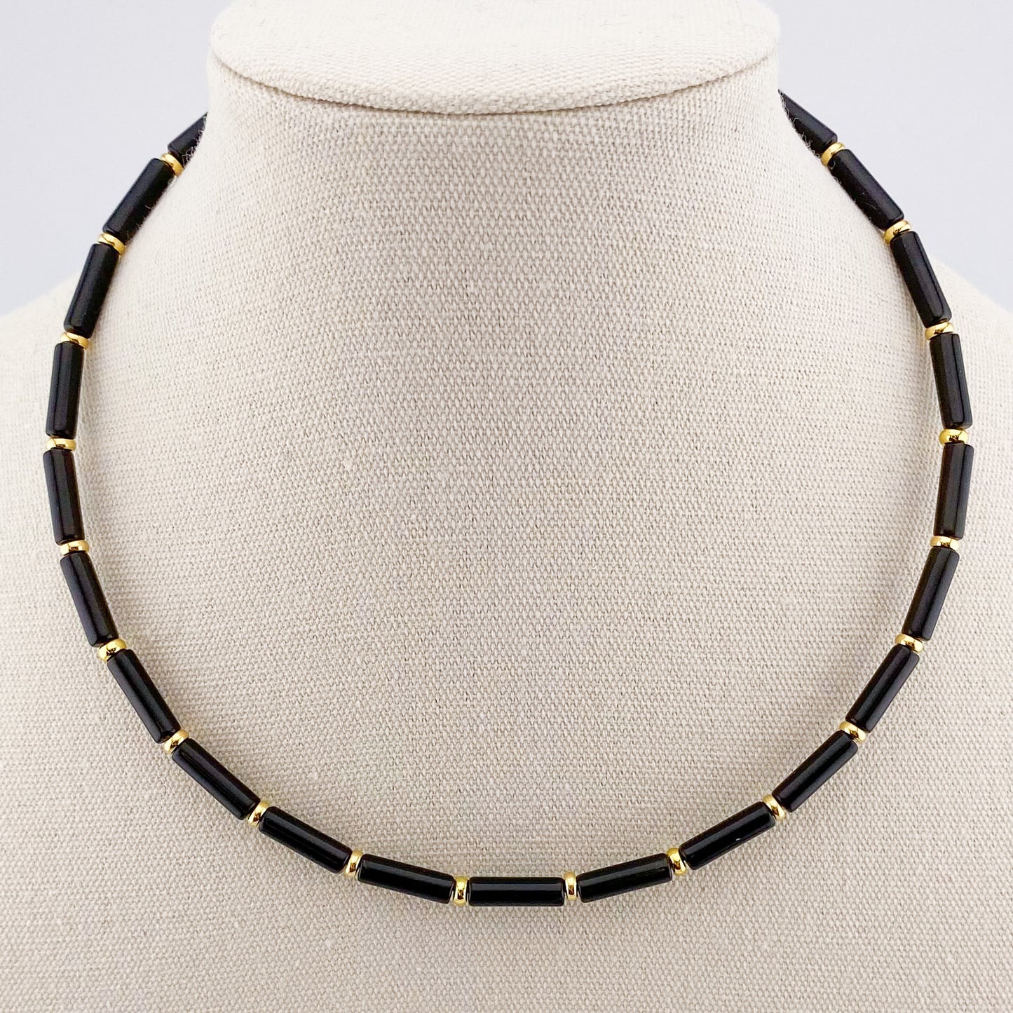 Black Onyx Column Necklace