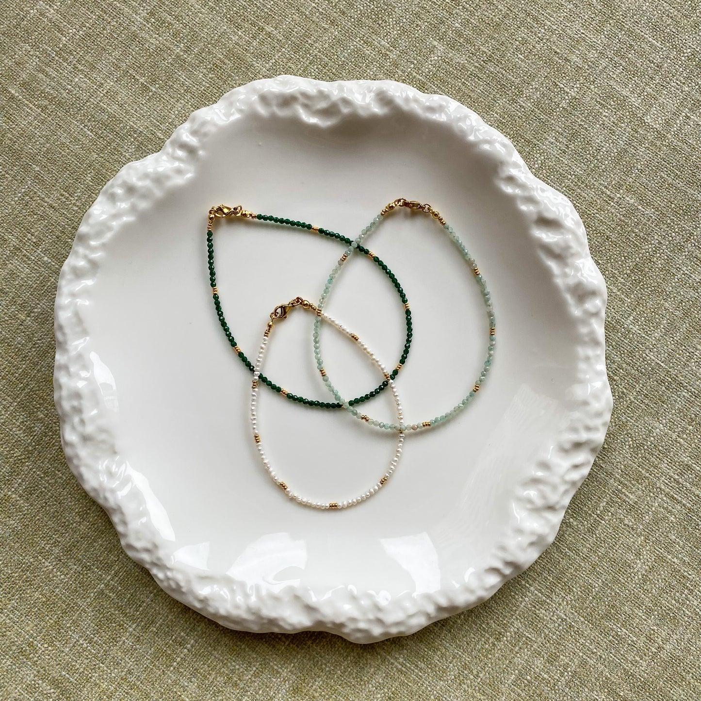 Dainty Green Jade Anklet