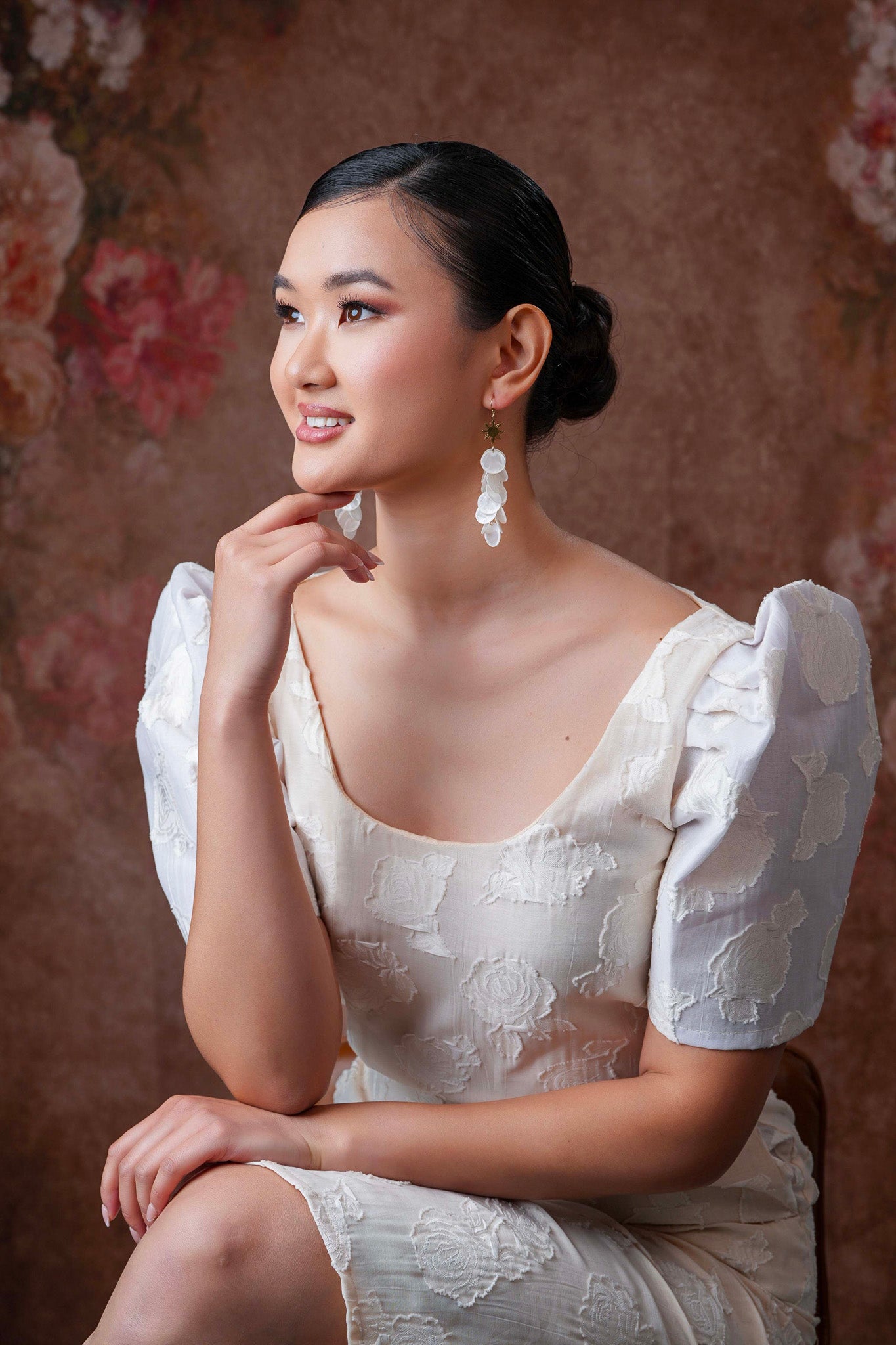 Cascading Capiz Shell Hook Earrings