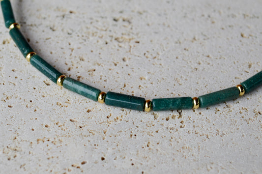 African Jade Column Necklace