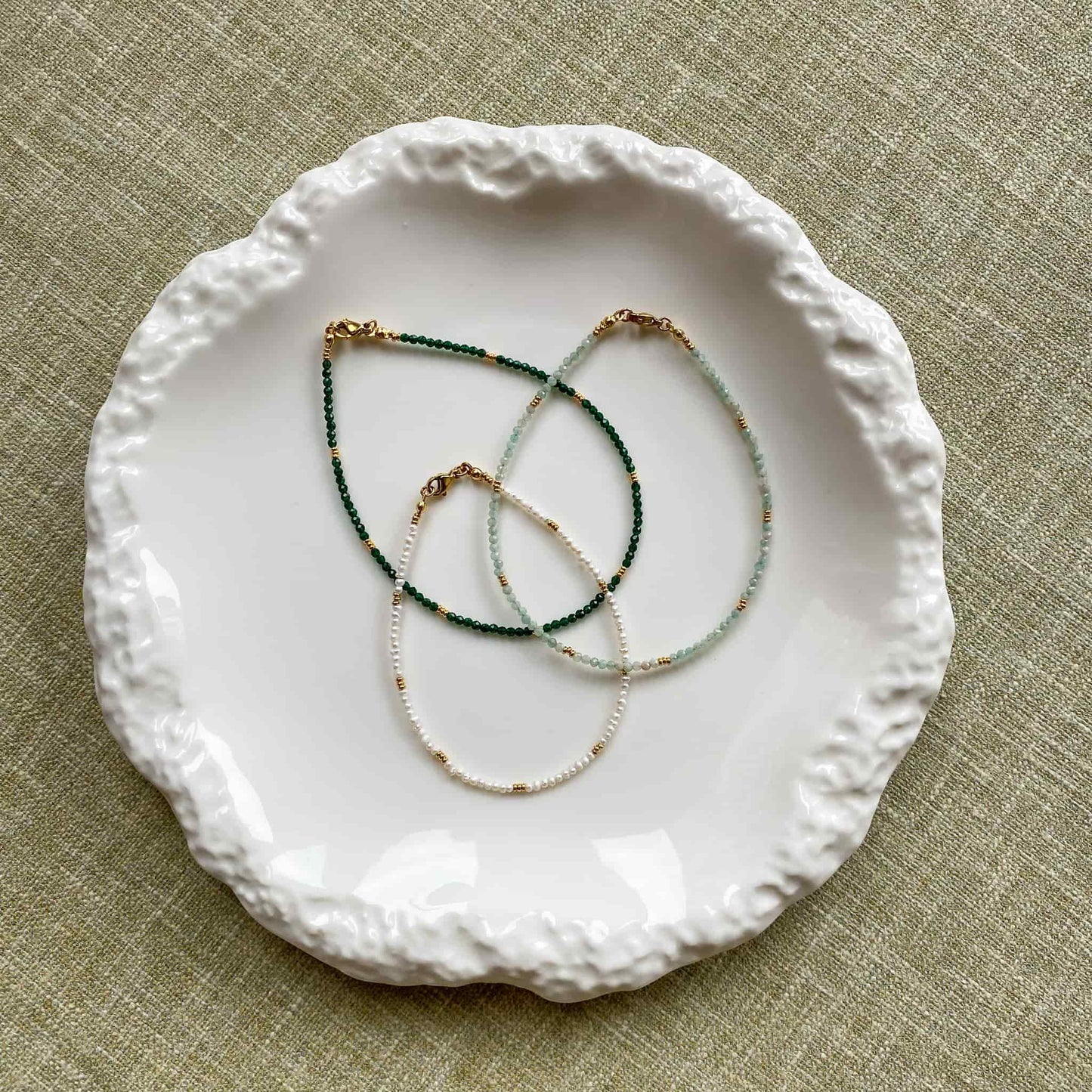 Dainty Green Jade Anklet