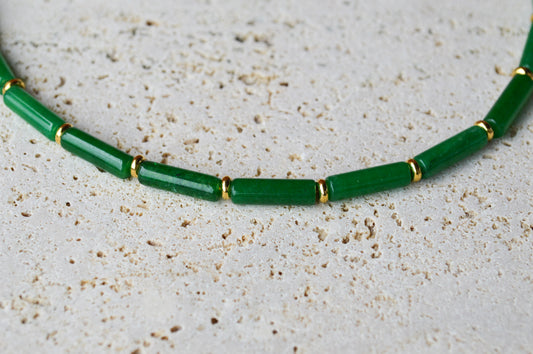 Green Jade Column Necklace