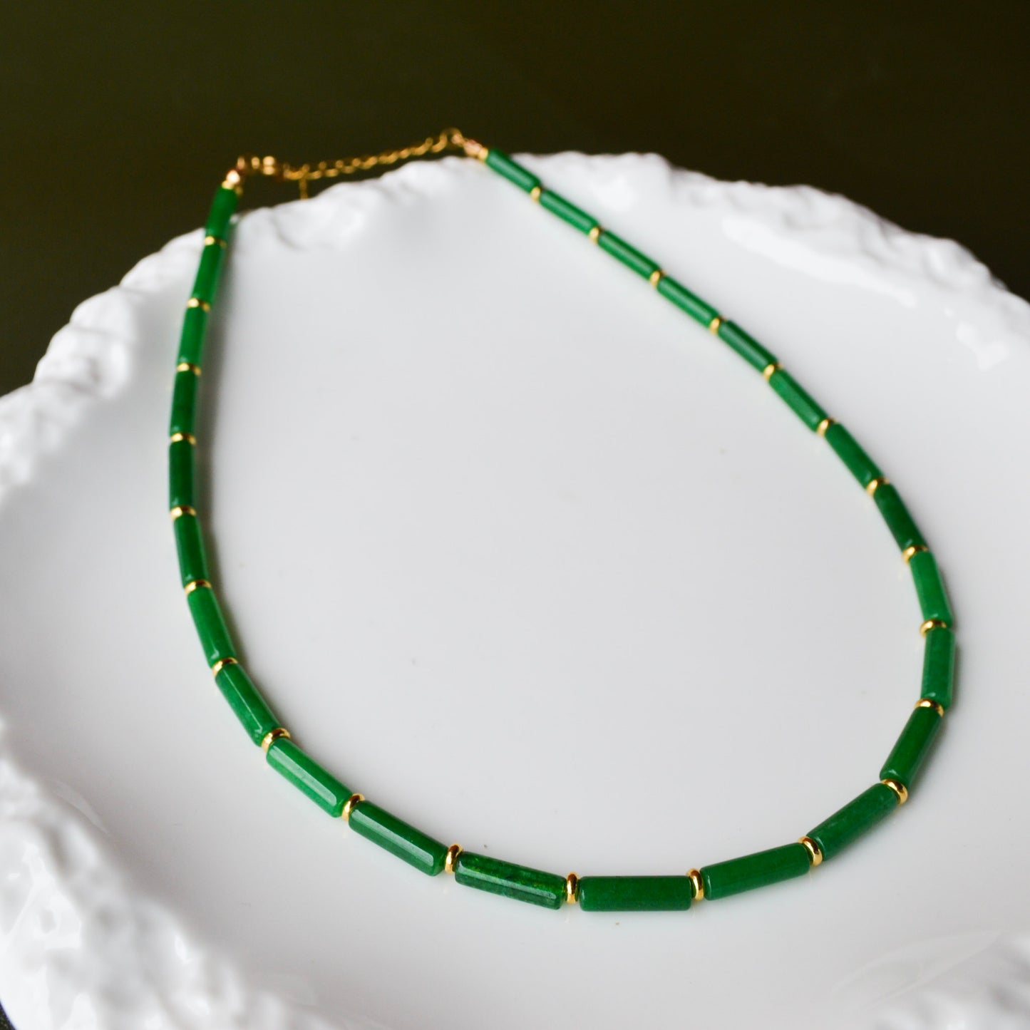 Green Jade Column Necklace