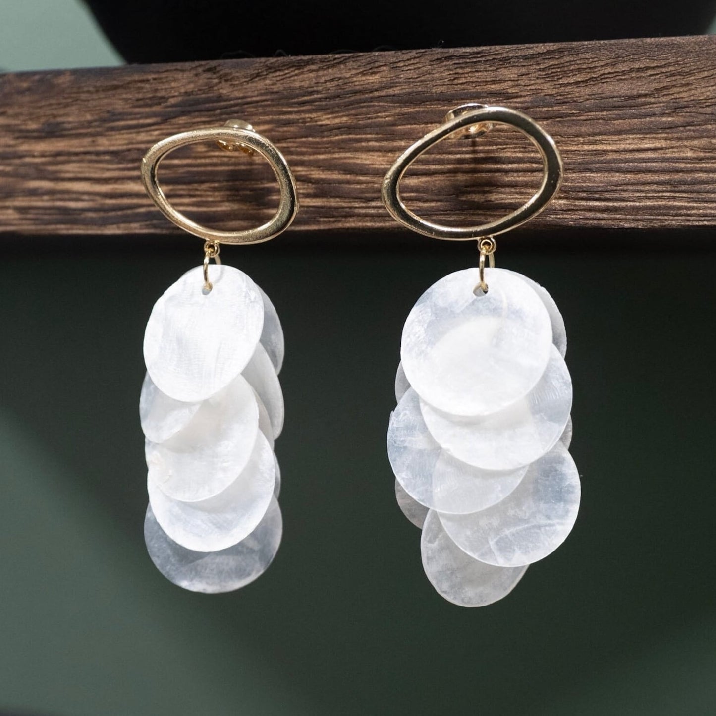 Statement Capiz Shell Cascading Stud Earrings