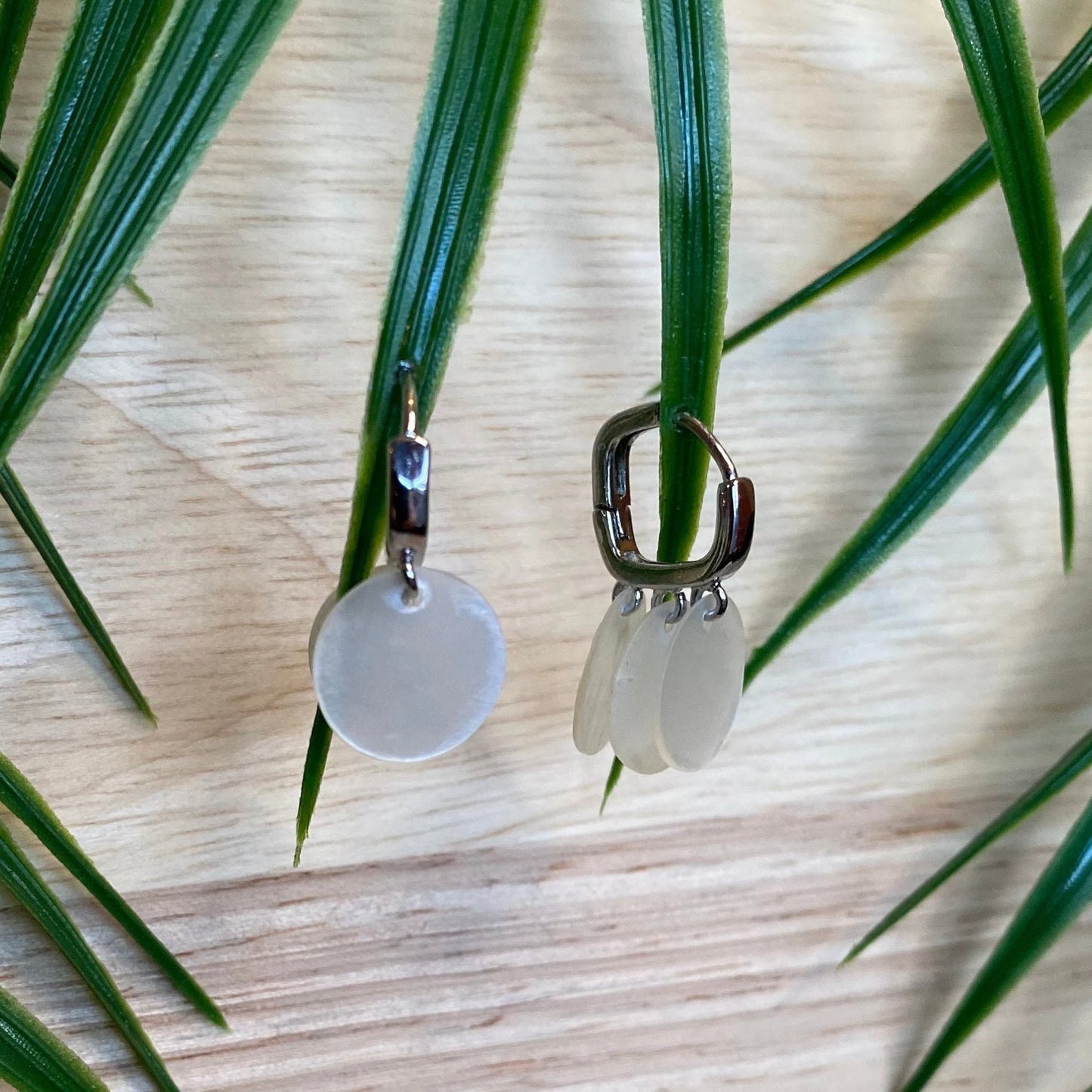 Capiz Shell Huggie Earrings