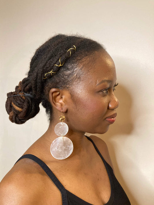 Statement Double Capiz Shell Drop Earrings