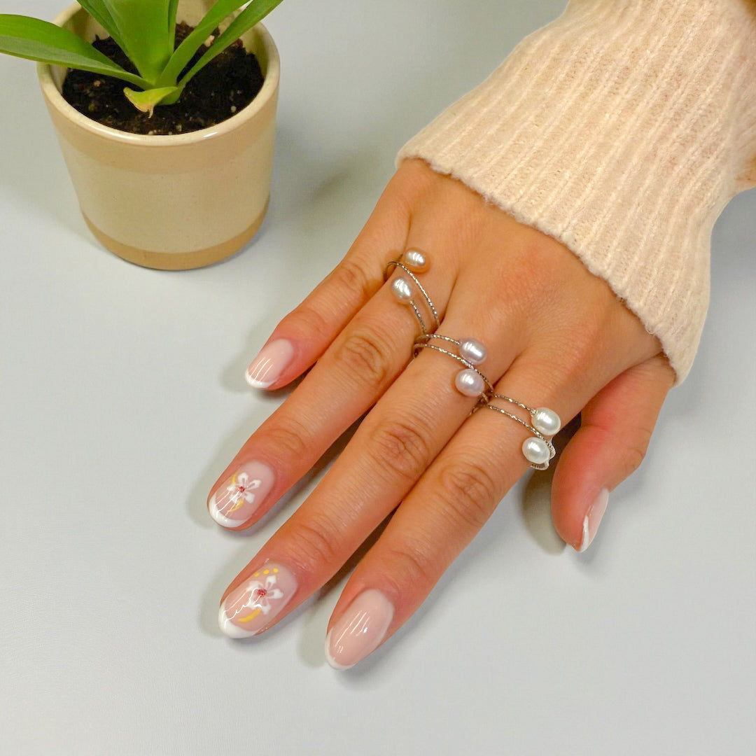 Dainty Double Pearl Adjustable Ring