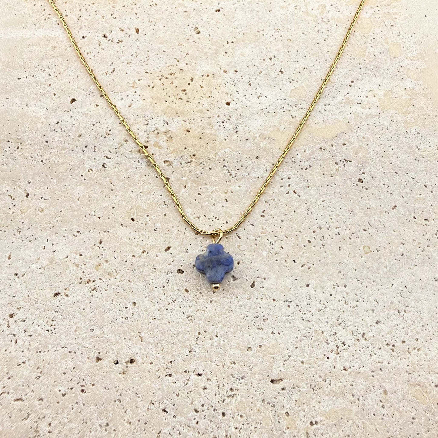 Dainty Clover Leaf Sodalite Necklace