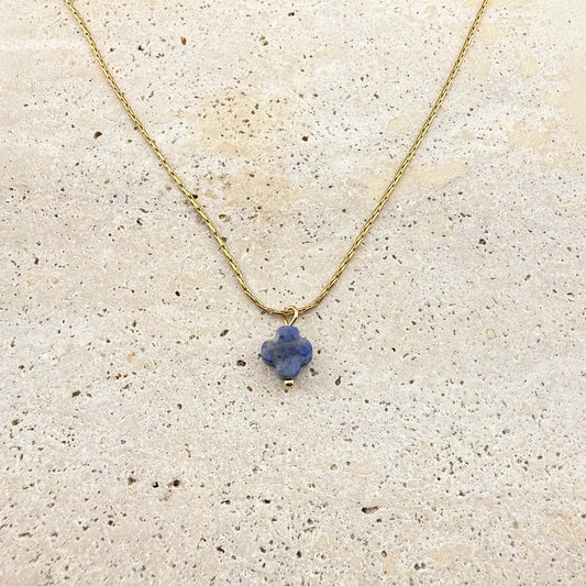 Dainty Clover Leaf Sodalite Necklace