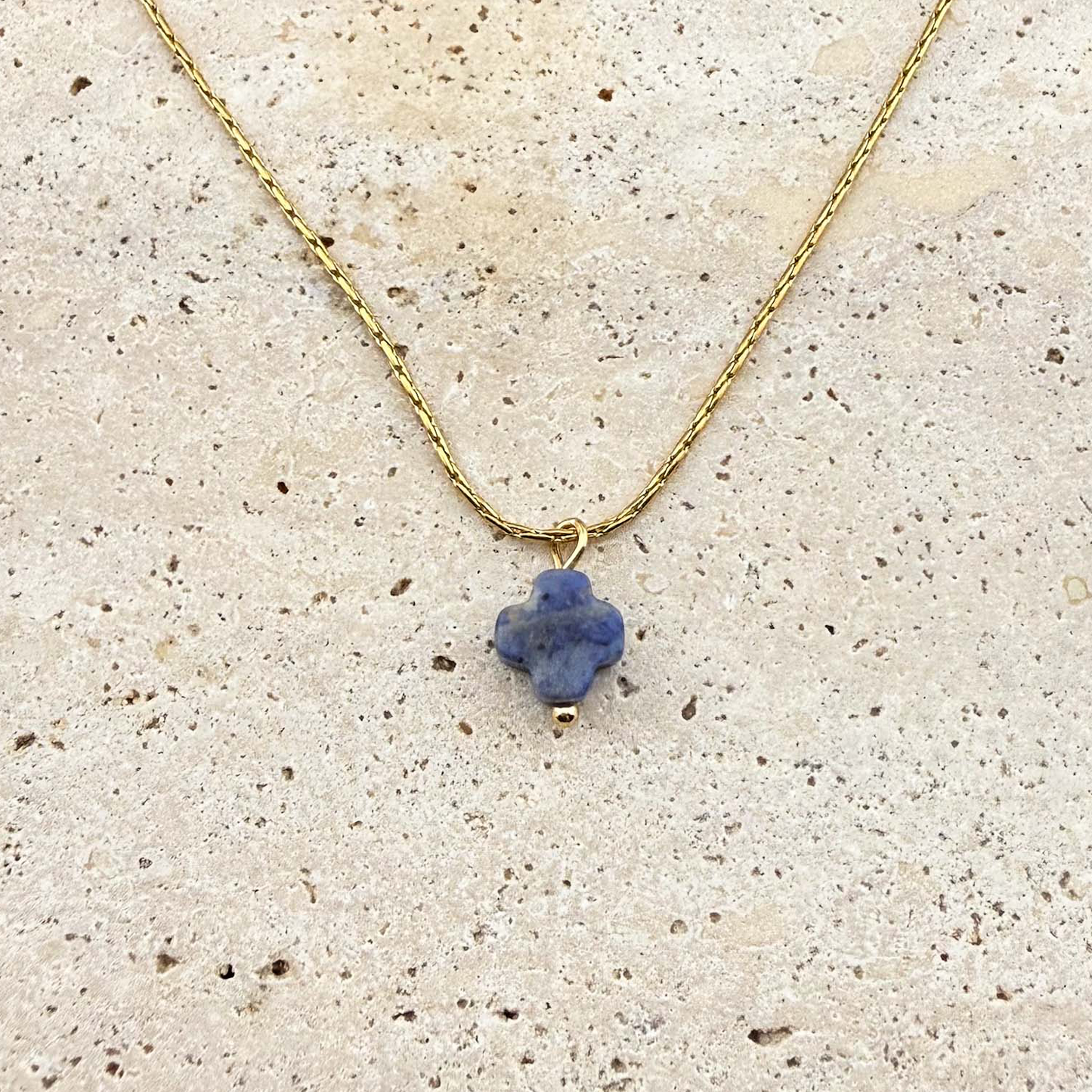 Dainty Clover Leaf Sodalite Necklace