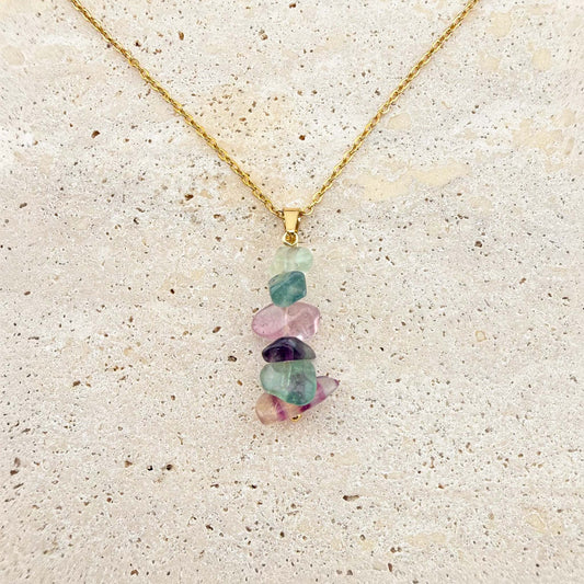 Fluorite Nugget Minimalist Chain Necklace
