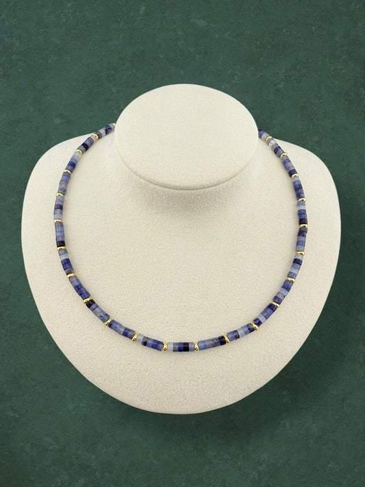 Blue Aventurine Column Bead Necklace