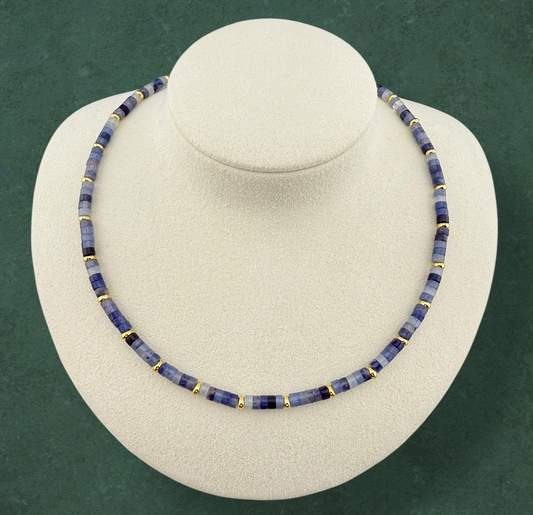 Blue Aventurine Column Bead Necklace