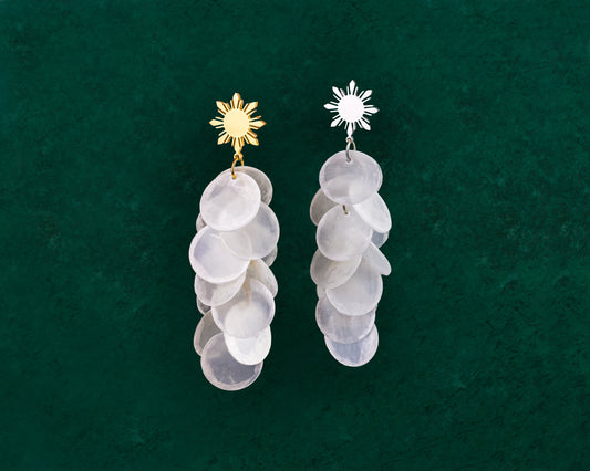 Cascading Capiz Shell Araw Stud Earrings
