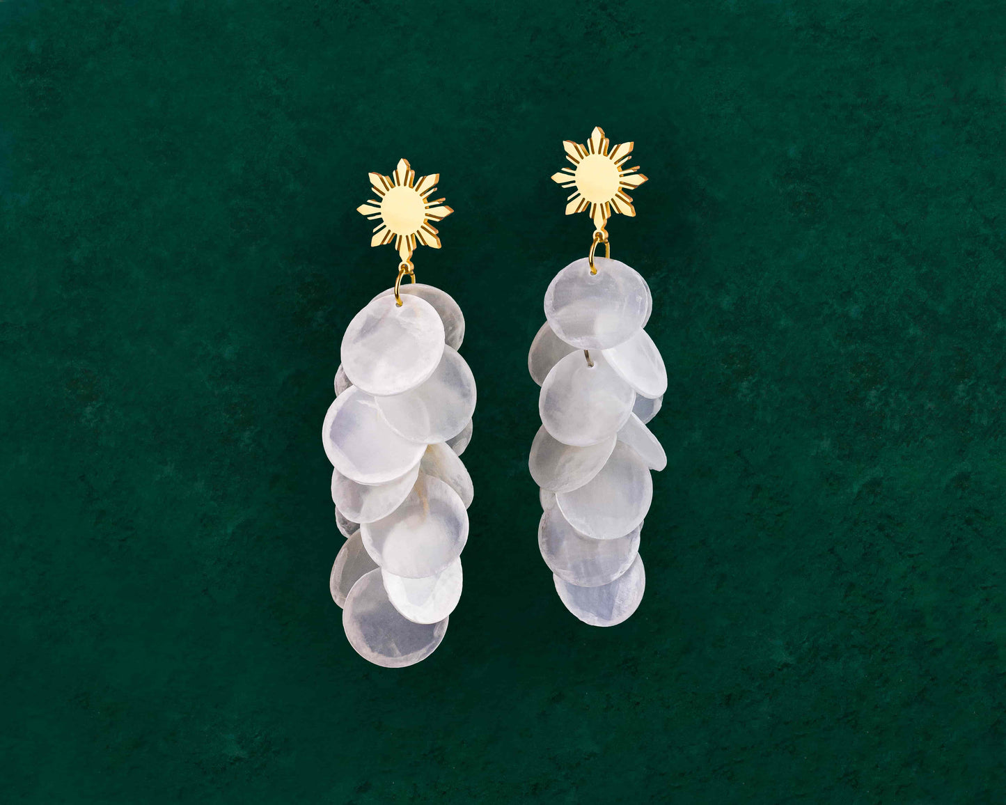 Cascading Capiz Shell Araw Stud Earrings