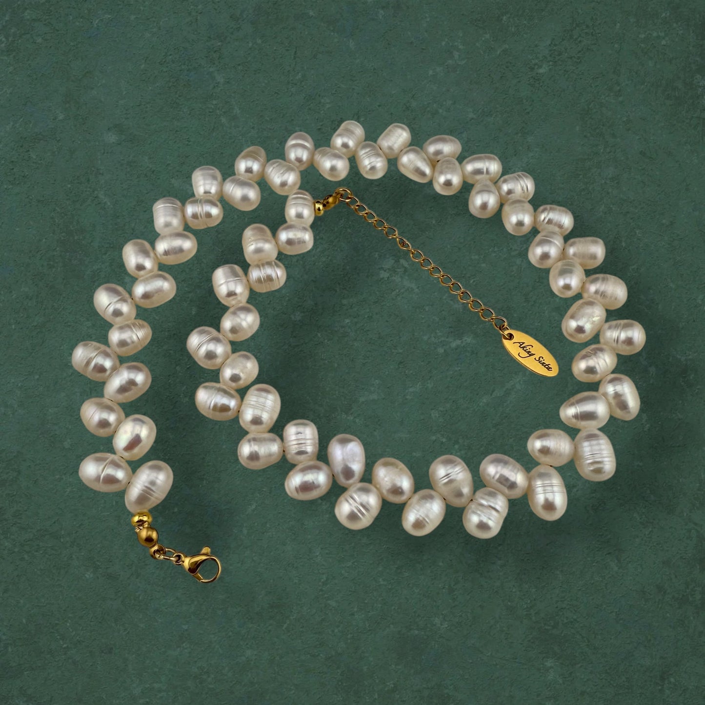 Wheat Pearl Necklace and Hoop Earring Set