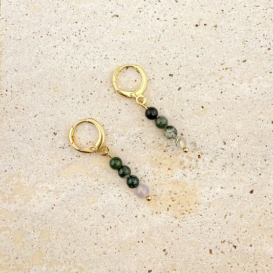 Moss Agate Huggies