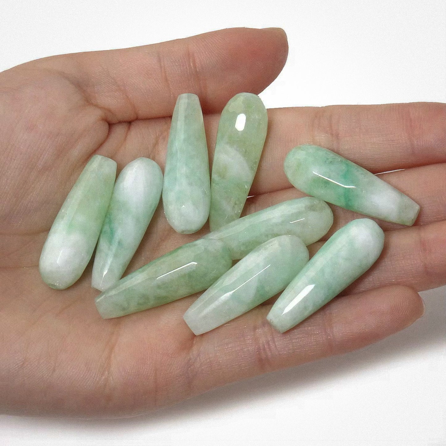 Teardrop Jade Necklace with Bamboo Leaves Charm