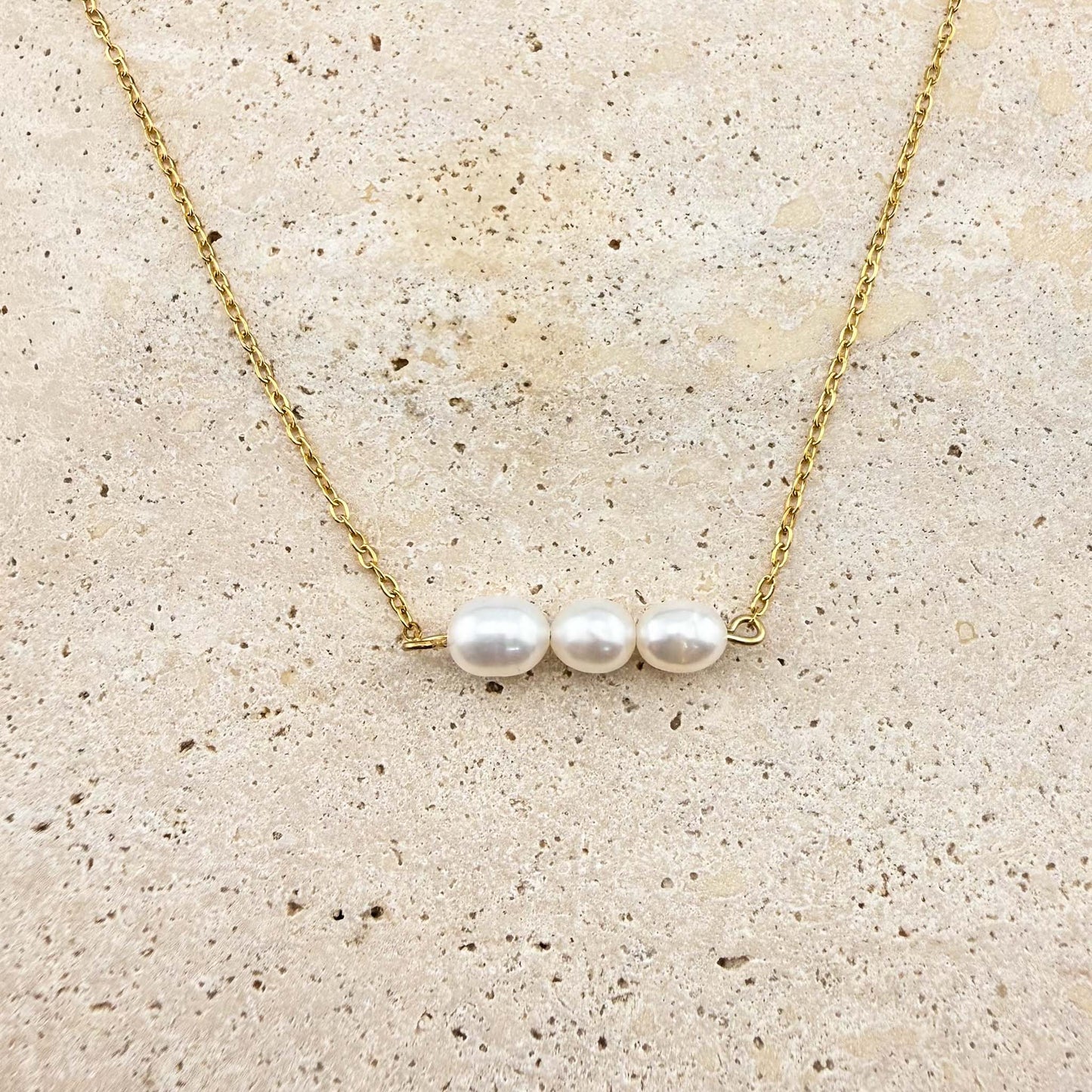 Triple Potato Pearl Necklace