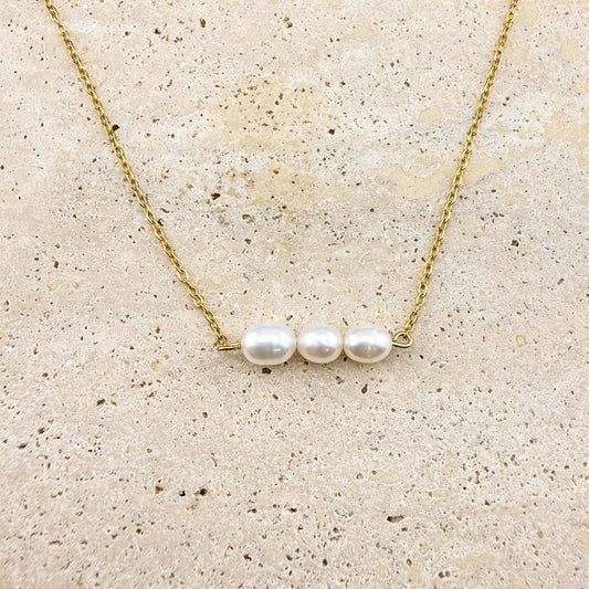 Triple Potato Pearl Necklace