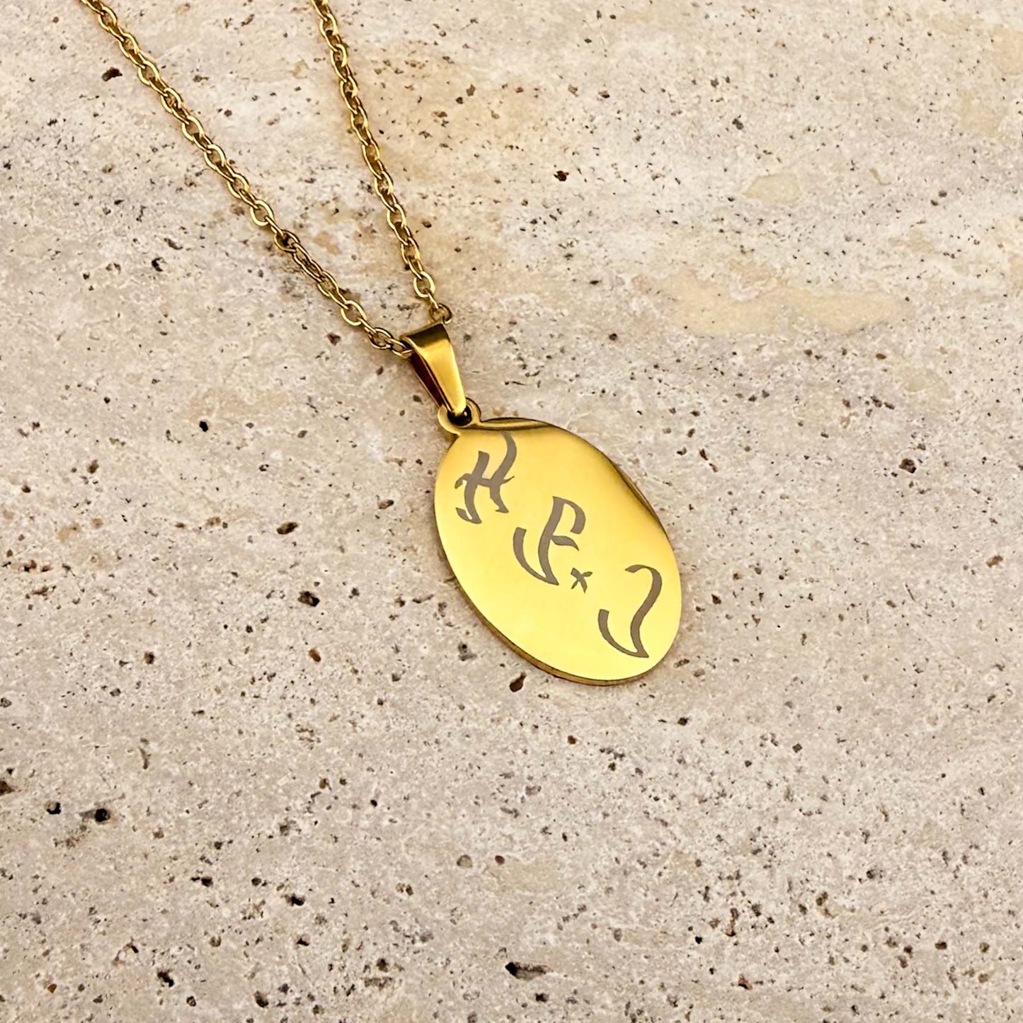 Bespoke Baybayin Engraving on Oval Pendant Necklaces